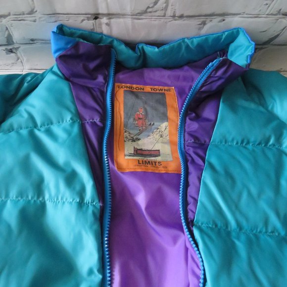 Vintage 1980s Turquoise Puffer Ski Jacket - Picture 4 of 7
